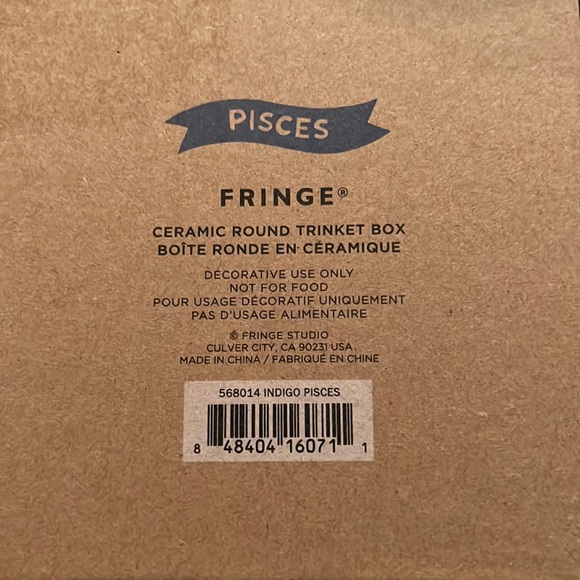 Zodiac…indigo “Pisces” round ceramic decorative trinket box in Kraft gift-NIB - Picture 9 of 16